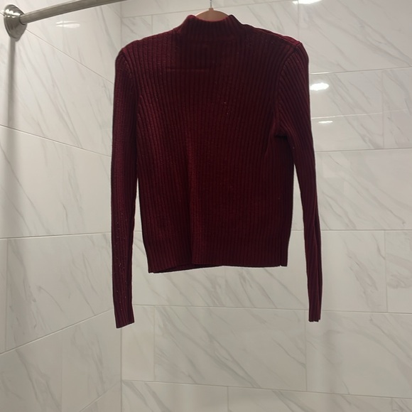 Maroon turtleneck cropped sweater - Picture 2 of 2